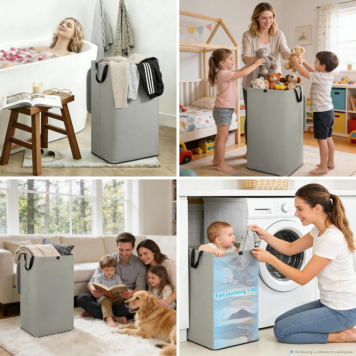 80L Large Laundry Hamper with Lid, Foldable Laundry Bag for Washing Machine with Removable Inner Bag, Dirty Hampers for Bedroom, Bathroom,Laundry Room, College (White)