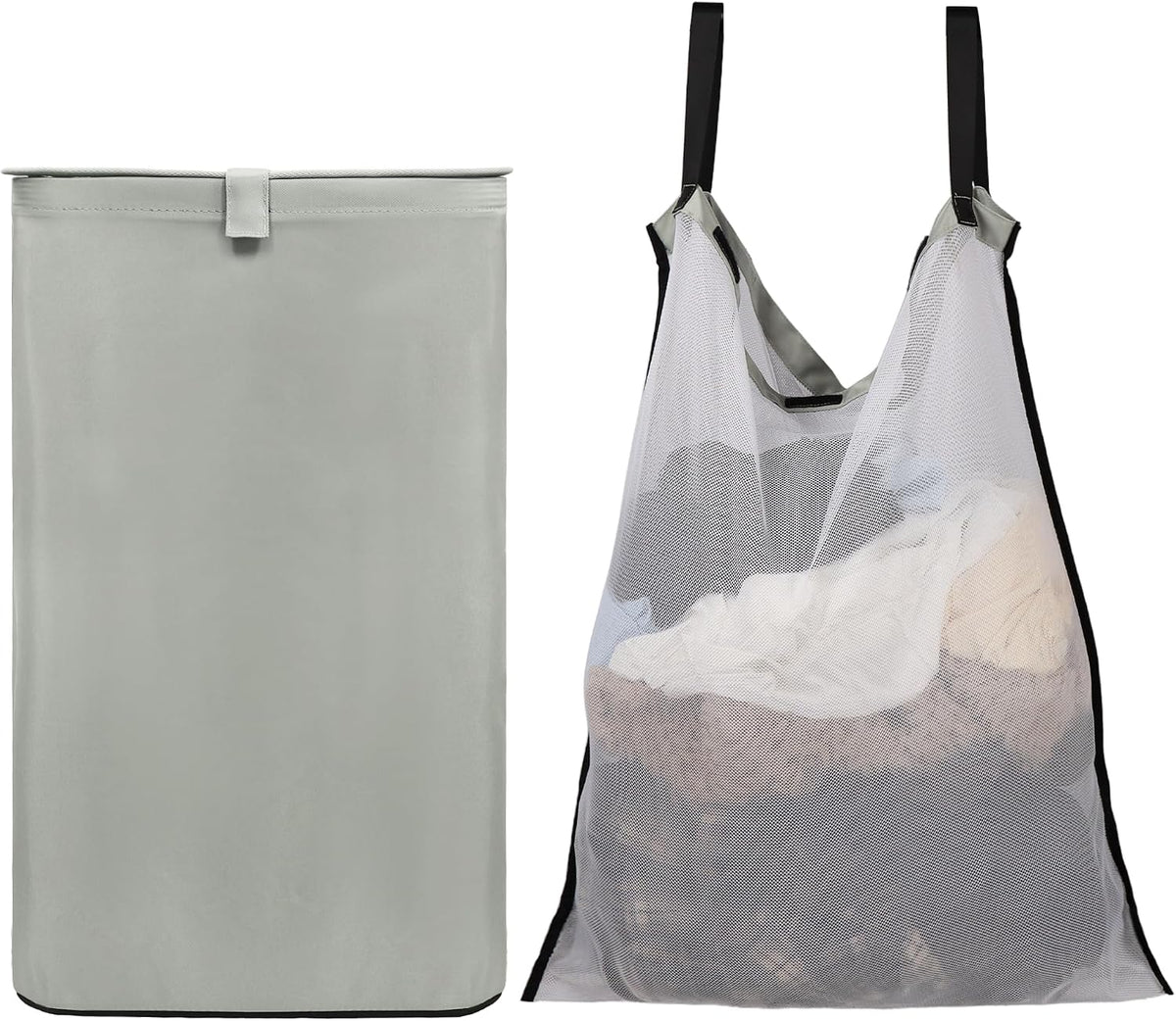 80L Large Laundry Hamper with Lid, Foldable Laundry Bag for Washing Machine with Removable Inner Bag, Dirty Hampers for Bedroom, Bathroom,Laundry Room, College (White)