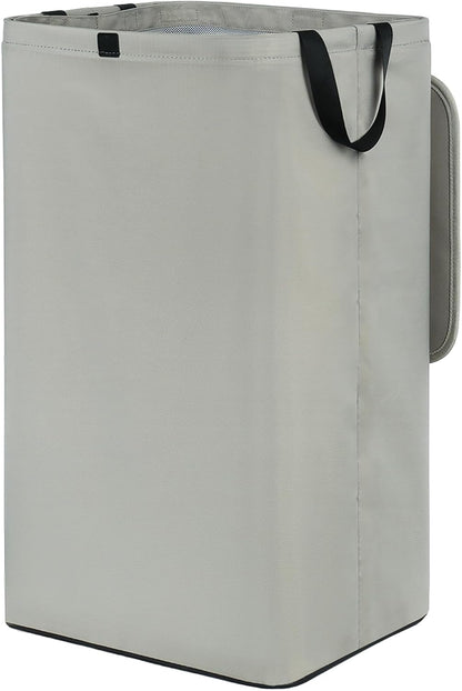 80L Large Laundry Hamper with Lid, Foldable Laundry Bag for Washing Machine with Removable Inner Bag, Dirty Hampers for Bedroom, Bathroom,Laundry Room, College (White)