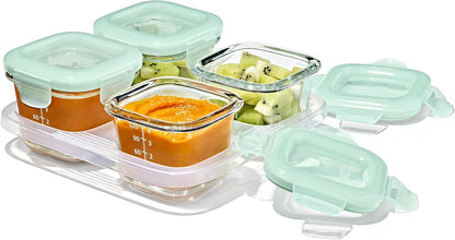 Glass Baby Blocks Food Storage Containers, Teal, 4 oz
