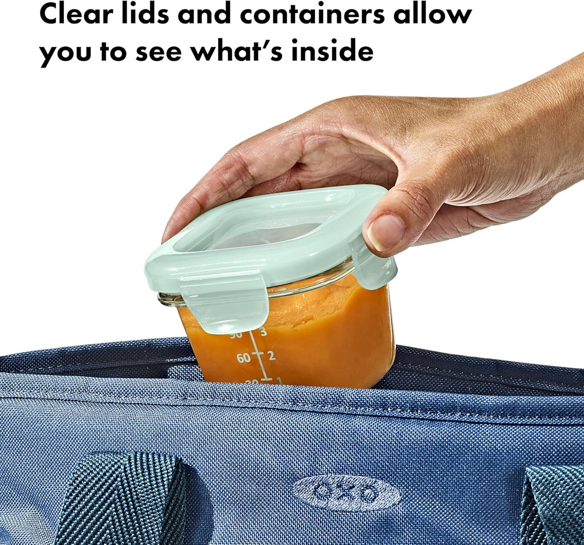 Glass Baby Blocks Food Storage Containers, Teal, 4 oz