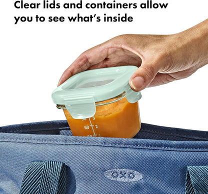 Glass Baby Blocks Food Storage Containers, Teal, 4 oz