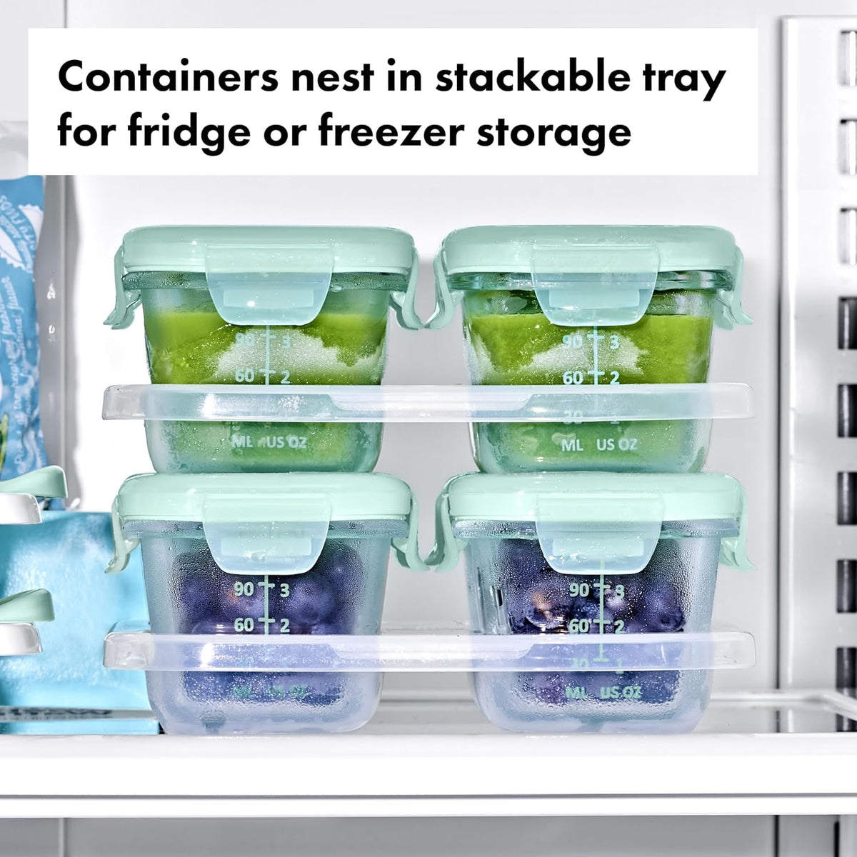 Glass Baby Blocks Food Storage Containers, Teal, 4 oz