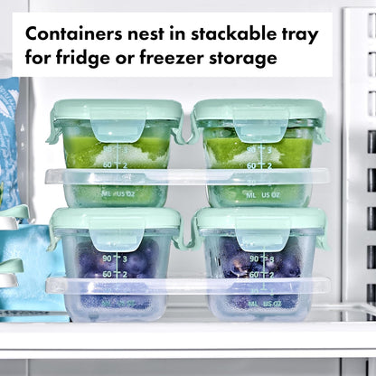 Glass Baby Blocks Food Storage Containers, Teal, 4 oz