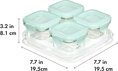 Glass Baby Blocks Food Storage Containers, Teal, 4 oz