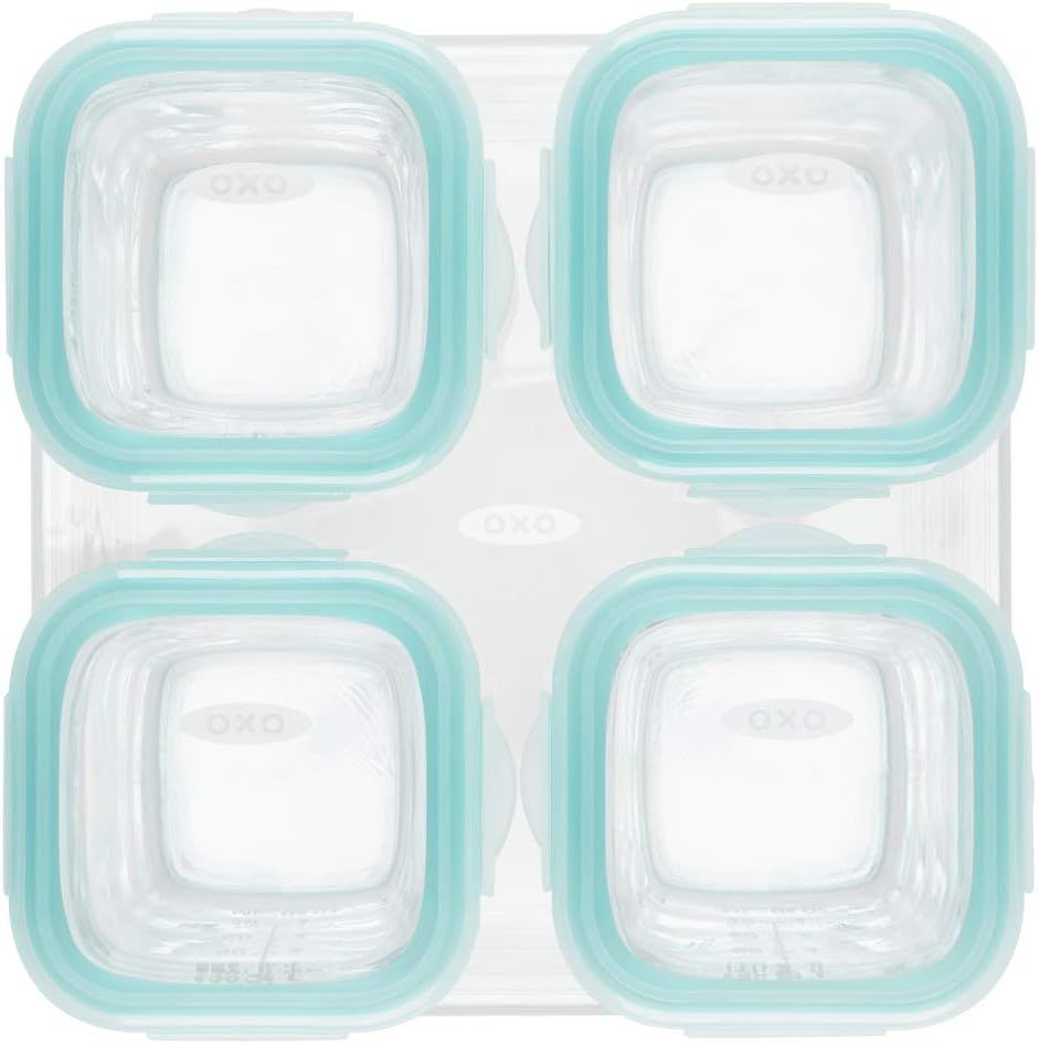 Glass Baby Blocks Food Storage Containers, Teal, 4 oz