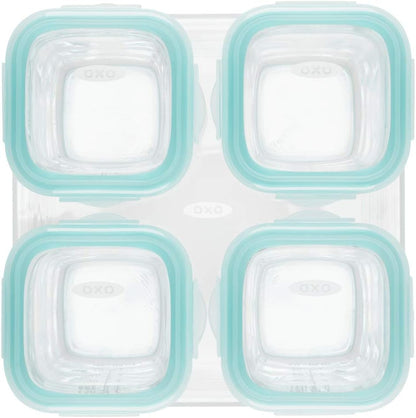 Glass Baby Blocks Food Storage Containers, Teal, 4 oz