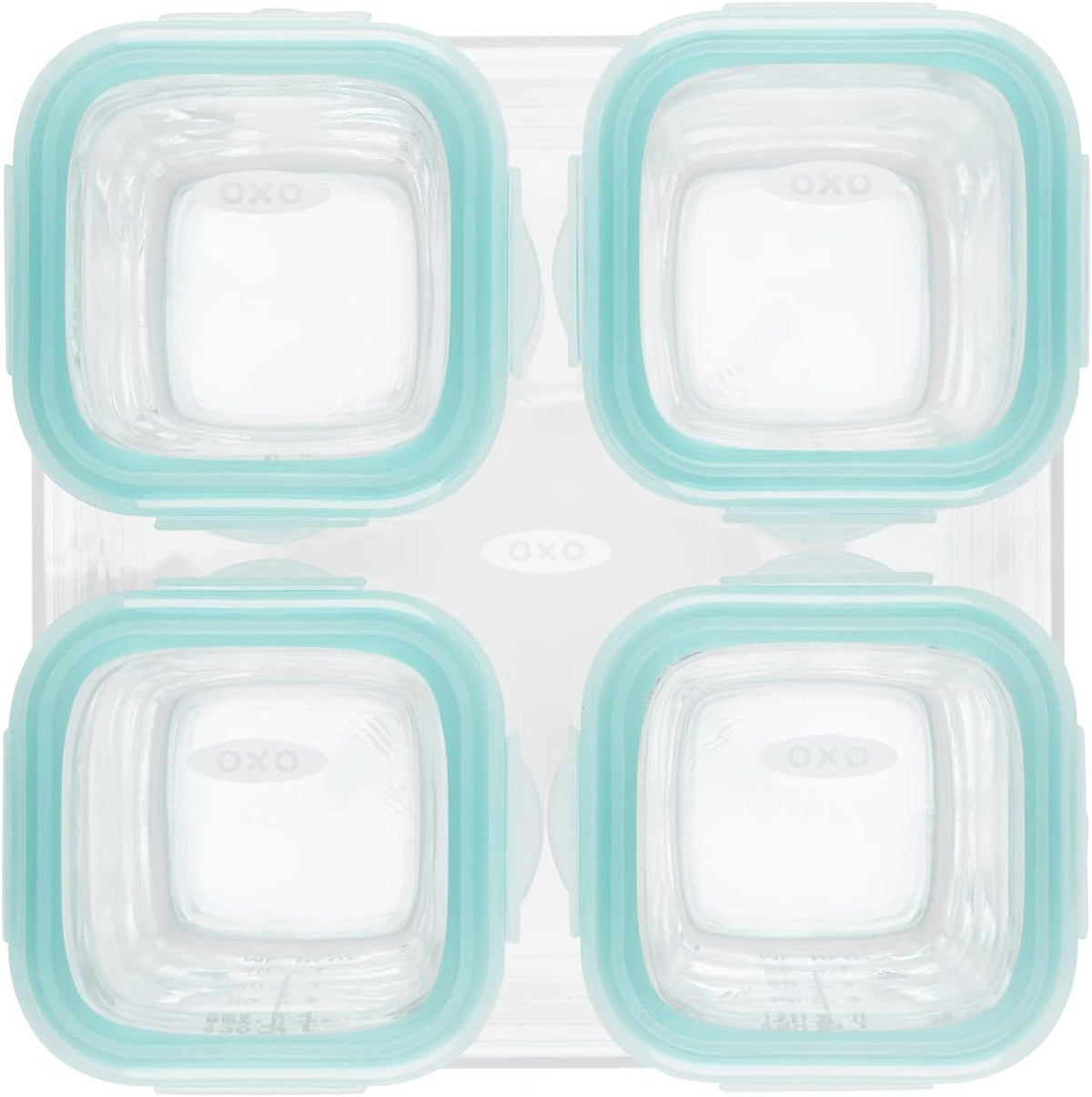 Glass Baby Blocks Food Storage Containers, Teal, 4 oz