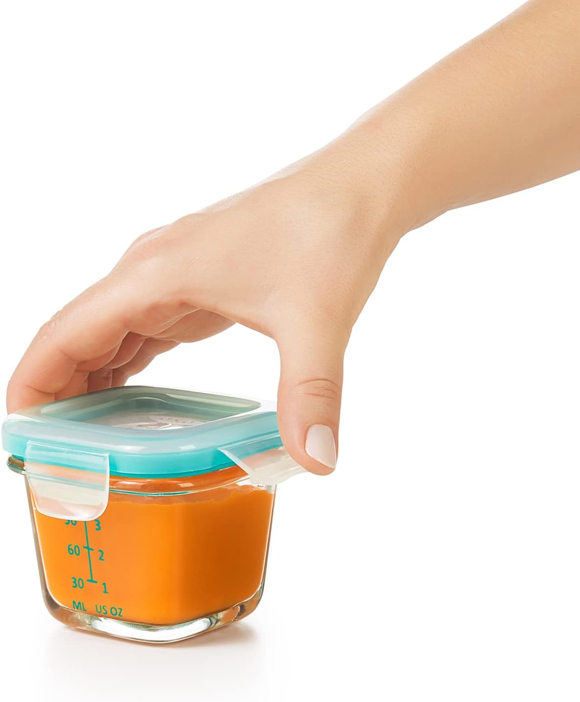 Glass Baby Blocks Food Storage Containers, Teal, 4 oz