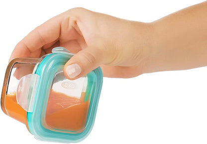 Glass Baby Blocks Food Storage Containers, Teal, 4 oz