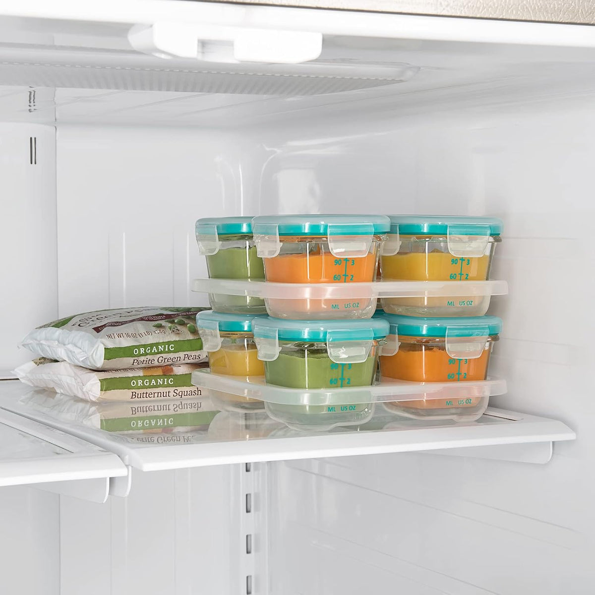 Glass Baby Blocks Food Storage Containers, Teal, 4 oz