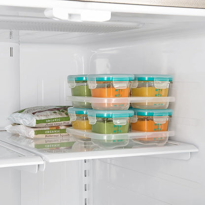 Glass Baby Blocks Food Storage Containers, Teal, 4 oz