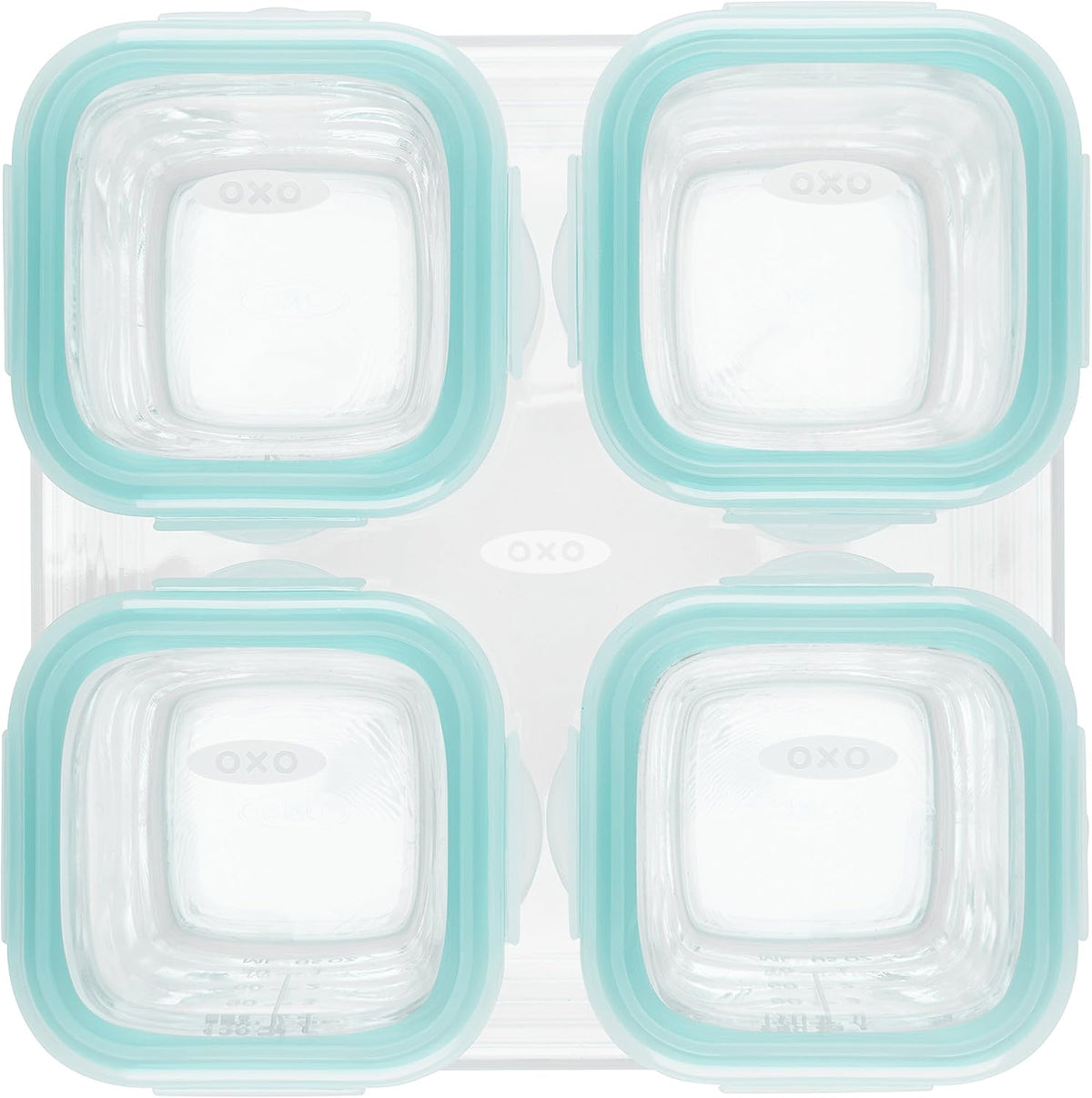 Glass Baby Blocks Food Storage Containers, Teal, 4 oz