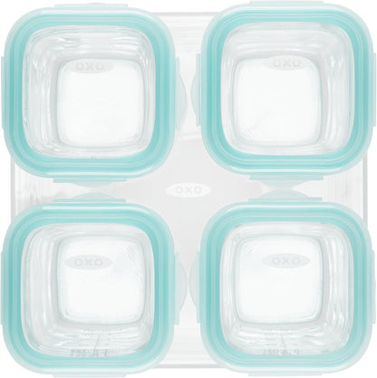 Glass Baby Blocks Food Storage Containers, Teal, 4 oz