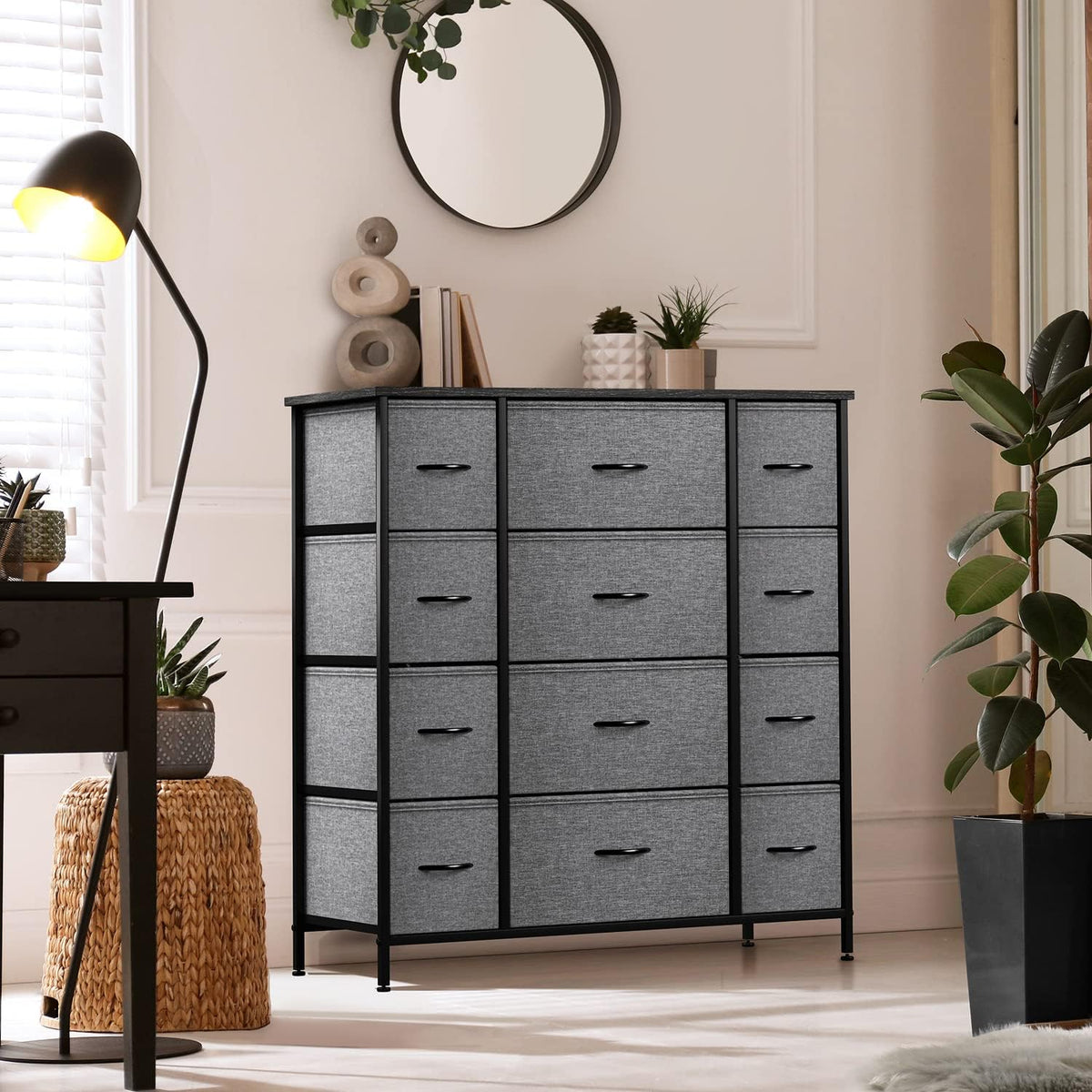 Dresser for Bedroom, Wood Top (6 Drawer, Gray Wood)