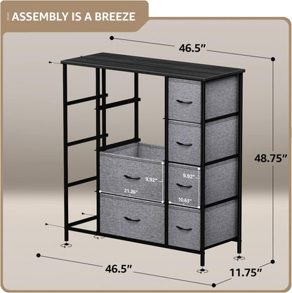 Dresser for Bedroom, Wood Top (6 Drawer, Gray Wood)