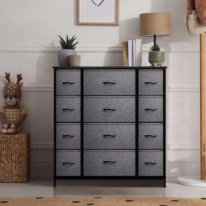 Dresser for Bedroom, Wood Top (6 Drawer, Gray Wood)