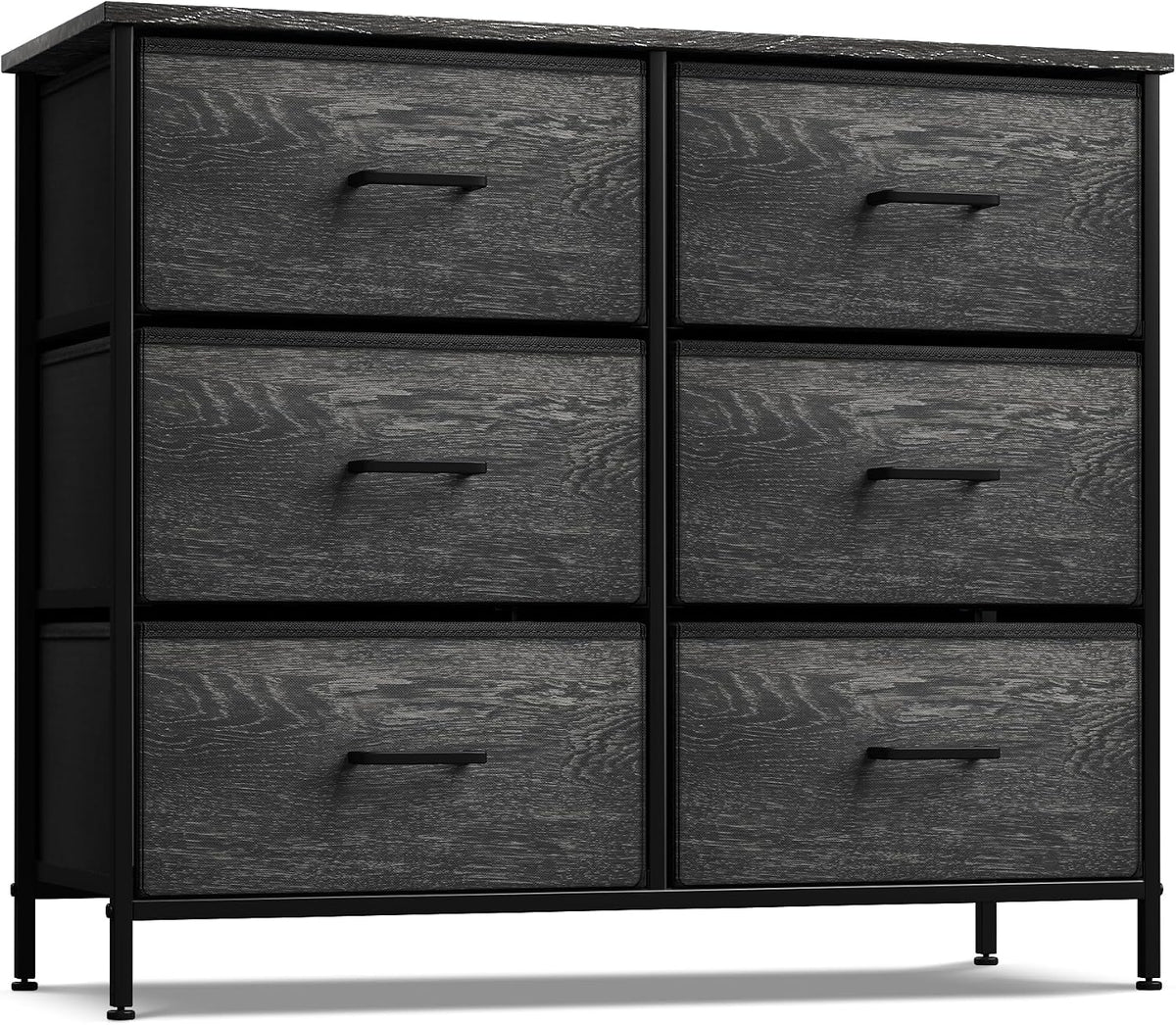 Dresser for Bedroom, Wood Top (6 Drawer, Gray Wood)