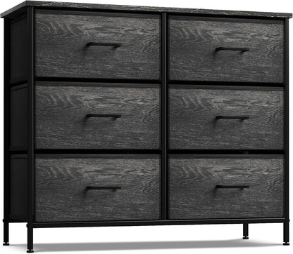 Dresser for Bedroom, Wood Top (6 Drawer, Gray Wood)