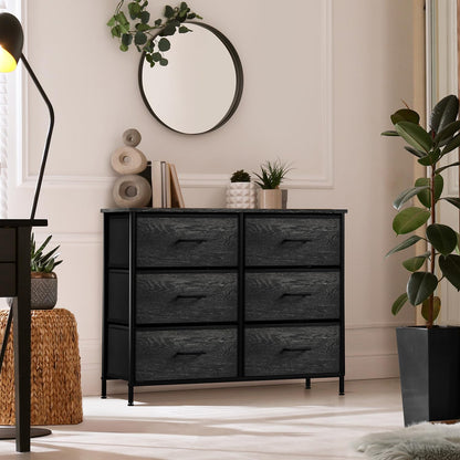 Dresser for Bedroom, Wood Top (6 Drawer, Gray Wood)