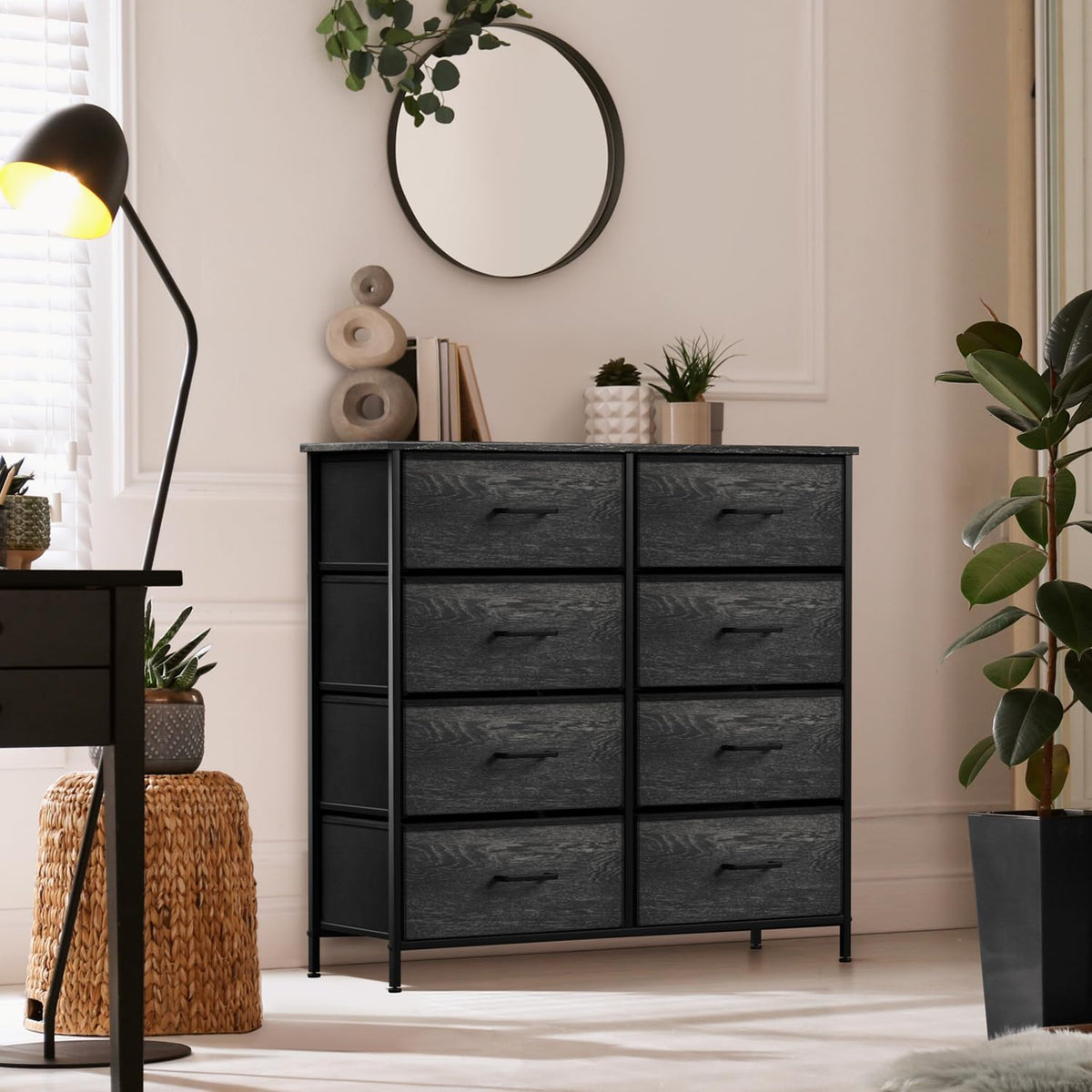 Dresser for Bedroom, Wood Top (6 Drawer, Gray Wood)