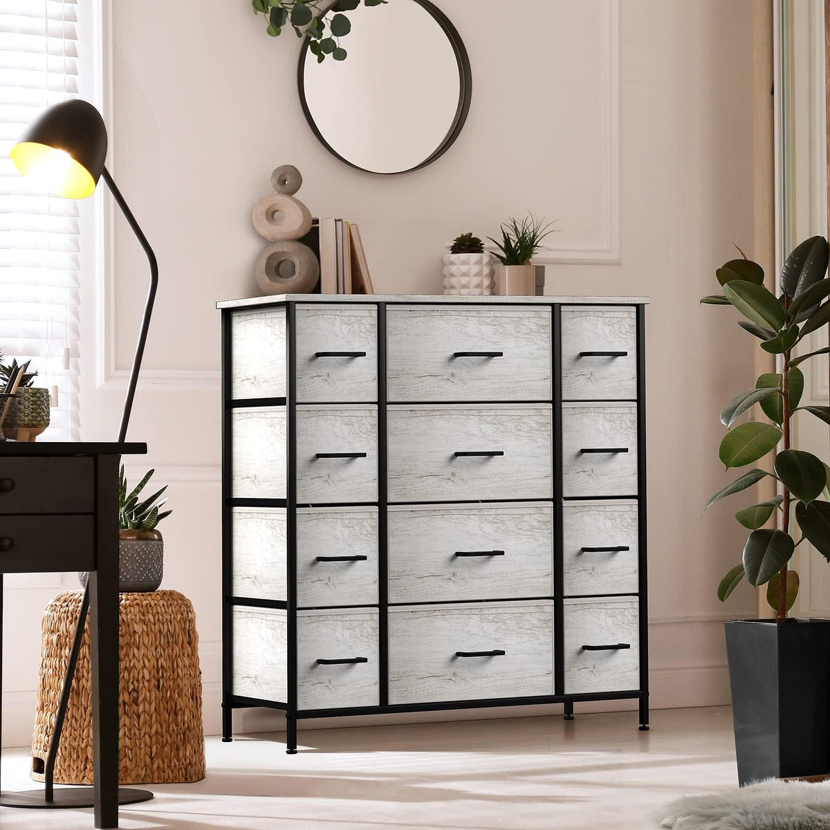 Dresser for Bedroom, Wood Top (6 Drawer, Gray Wood)