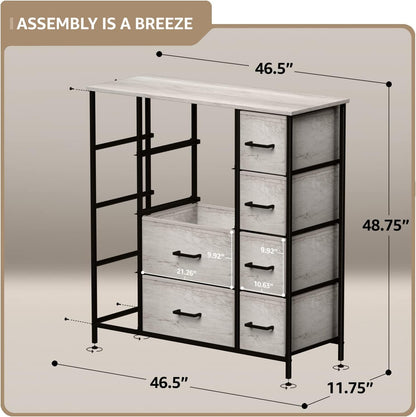 Dresser for Bedroom, Wood Top (6 Drawer, Gray Wood)