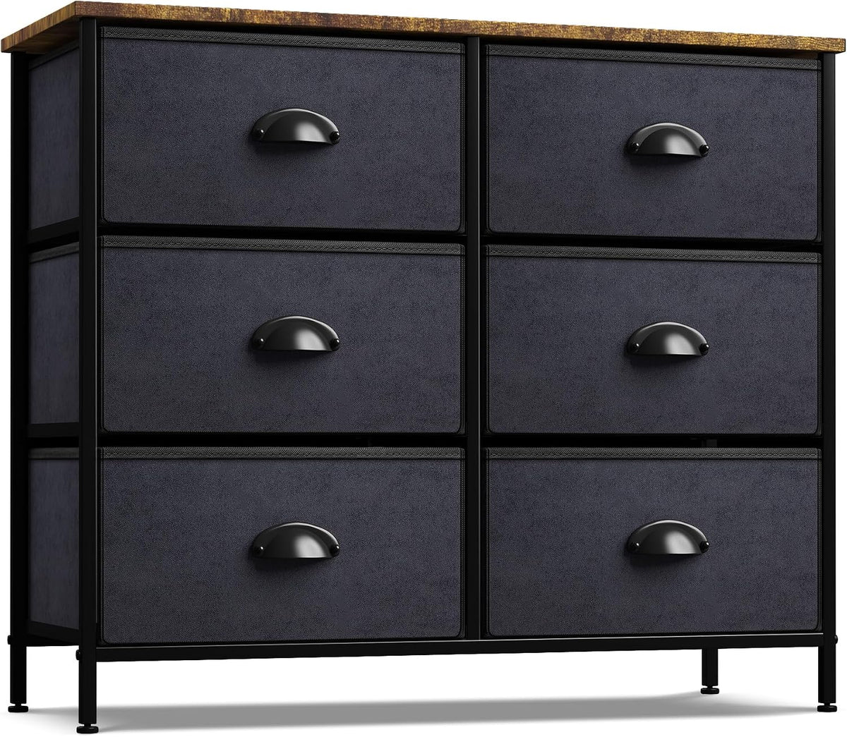 Dresser for Bedroom, Wood Top (6 Drawer, Gray Wood)