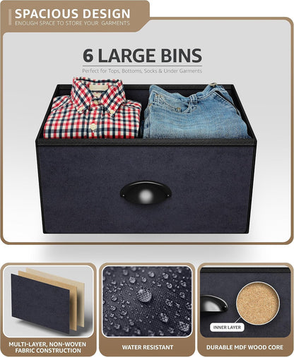 Dresser for Bedroom, Wood Top (6 Drawer, Gray Wood)