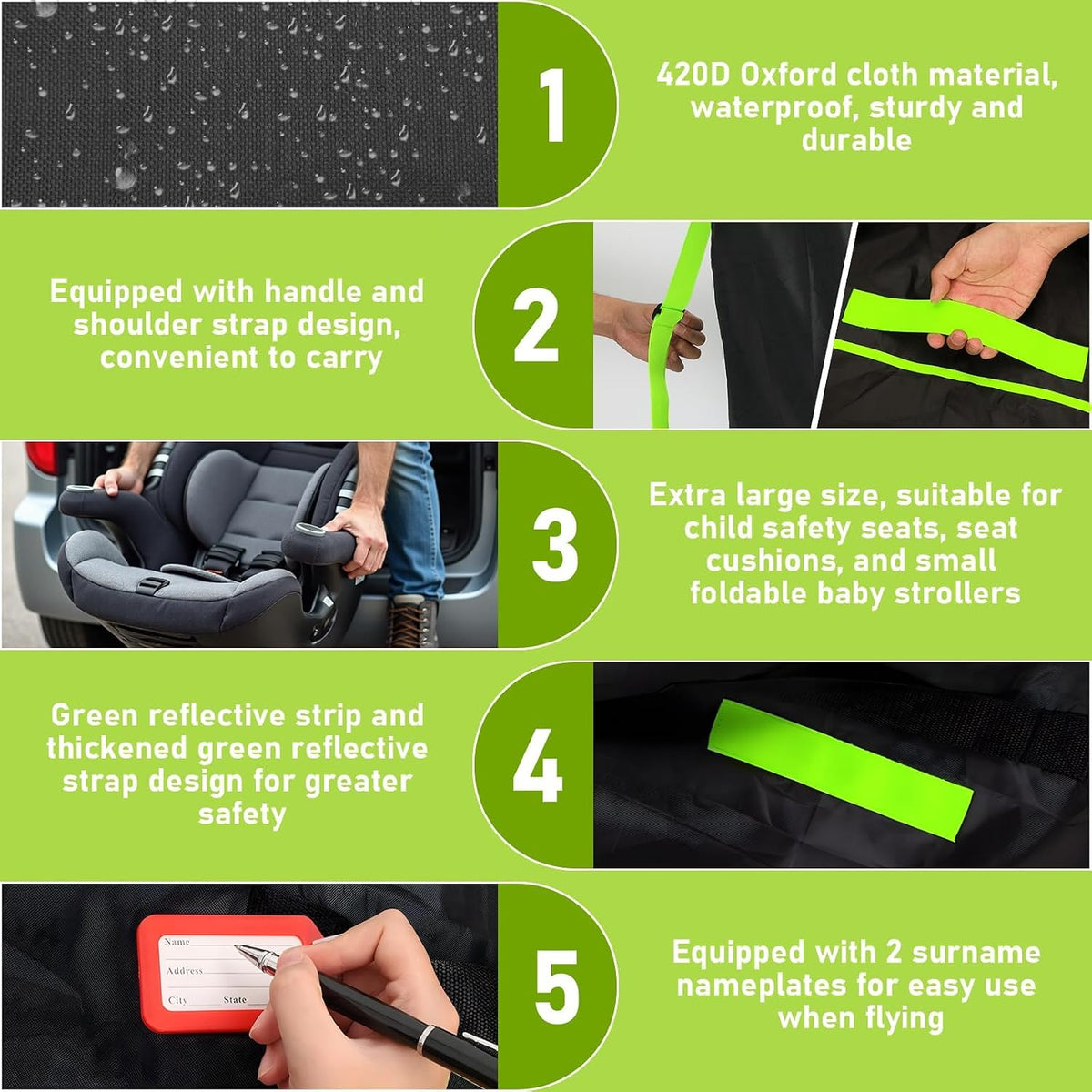 2Pcs Car Seat Bags For Airplane Travel