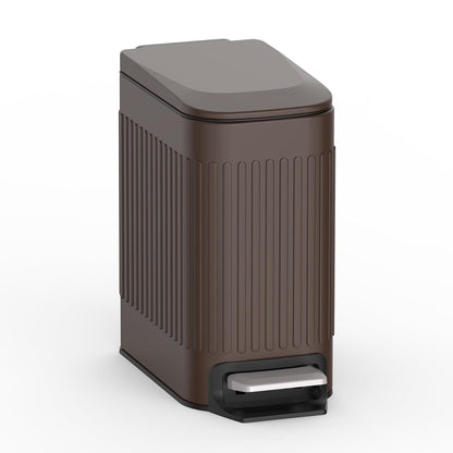 Slim Bathroom Trash Can with Lid Soft Close & Pedal, 1.6Gal, White
