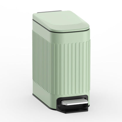 Slim Bathroom Trash Can with Lid Soft Close & Pedal, 1.6Gal, White