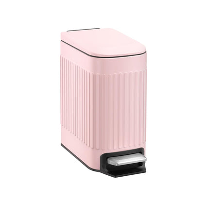 Slim Bathroom Trash Can with Lid Soft Close & Pedal, 1.6Gal, White