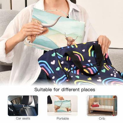 Highland Cow Pattern Portable Diaper Changing Pad Nursery