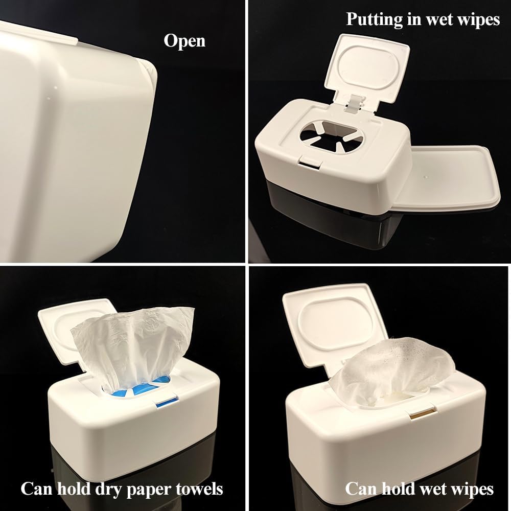 Wipes Dispenser Refillable Wipe Container One-Handed Baby Wipe Holder Non-Slip Base Portable Tissue Box for Nursery Bathroom Kitchen Travel 6.69 X 4.13 X 2.36 in