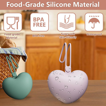 4PCS Pacifier Holder Case Set, 2pcs Silicone Portable Pacifier Pouch and 2pcs Transparent Pacifier Storage Container, Cute Heart Shape Pacifier Storage Case for Newborn Baby（Green&Khaki）