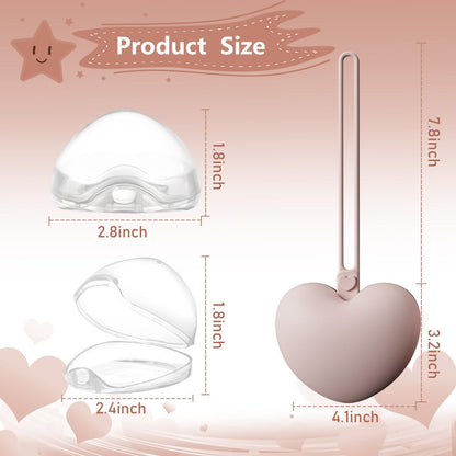 4PCS Pacifier Holder Case Set, 2pcs Silicone Portable Pacifier Pouch and 2pcs Transparent Pacifier Storage Container, Cute Heart Shape Pacifier Storage Case for Newborn Baby（Green&Khaki）