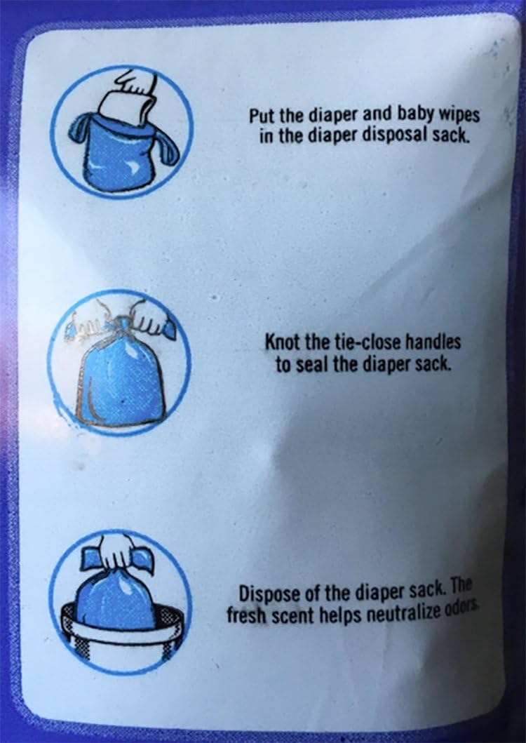 Disposable Diaper Sacks, Powder Scented, 4-25 Sacks per Roll, Easy-to-Tie, Diaper Disposal or Pet Waste Bags