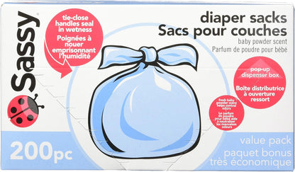 Disposable Diaper Sacks, Powder Scented, 4-25 Sacks per Roll, Easy-to-Tie, Diaper Disposal or Pet Waste Bags
