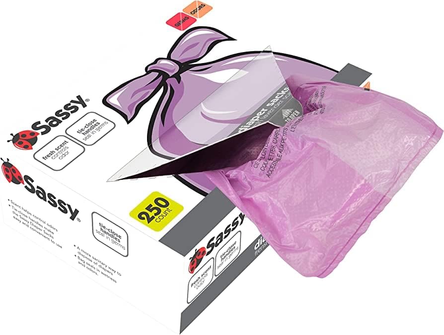Disposable Diaper Sacks, Powder Scented, 4-25 Sacks per Roll, Easy-to-Tie, Diaper Disposal or Pet Waste Bags