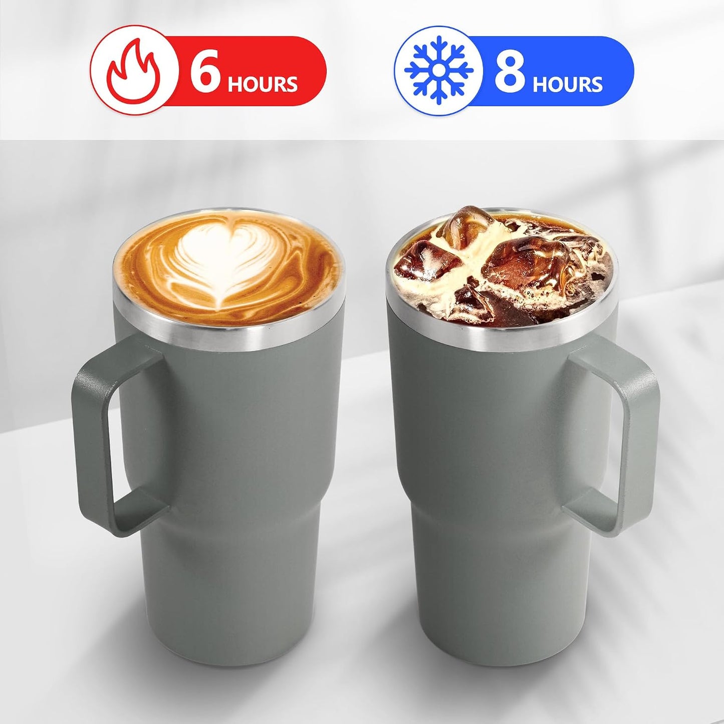 20 oz Tumbler with Handle, insulated cup coffee mug with lid, straw and handle, Double Wall Stainless Steel Vacuum Coffee Tumbler travel mug spill proof, 1pcs Navy Blue