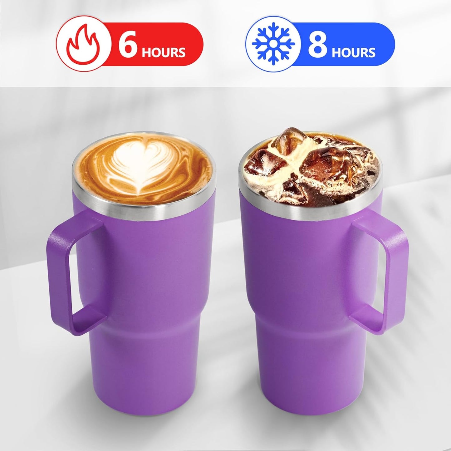20 oz Tumbler with Handle, insulated cup coffee mug with lid, straw and handle, Double Wall Stainless Steel Vacuum Coffee Tumbler travel mug spill proof, 1pcs Navy Blue