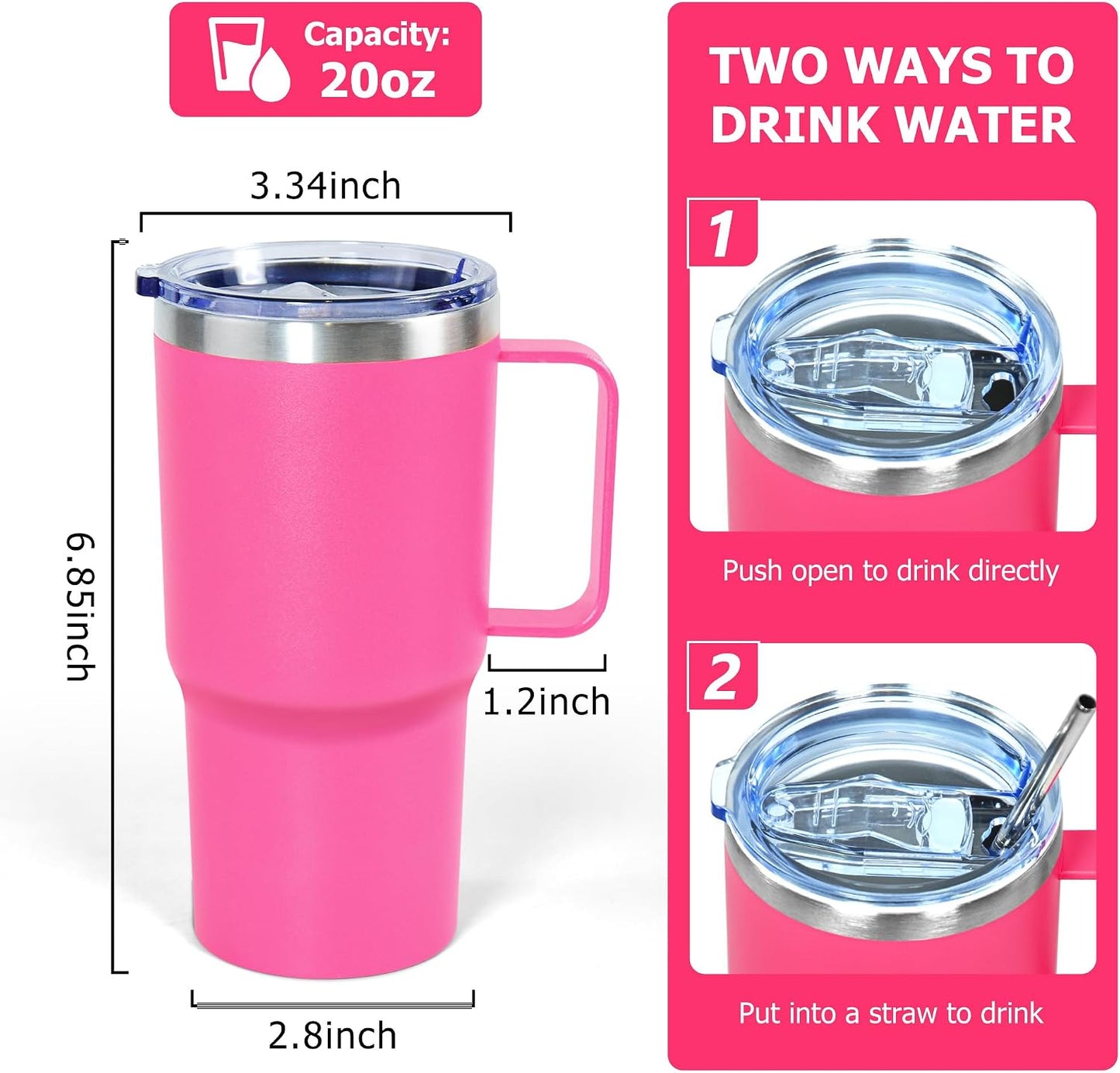 20 oz Tumbler with Handle, insulated cup coffee mug with lid, straw and handle, Double Wall Stainless Steel Vacuum Coffee Tumbler travel mug spill proof, 1pcs Navy Blue
