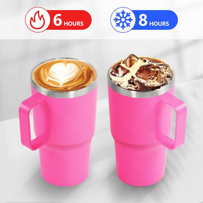 20 oz Tumbler with Handle, insulated cup coffee mug with lid, straw and handle, Double Wall Stainless Steel Vacuum Coffee Tumbler travel mug spill proof, 1pcs Navy Blue