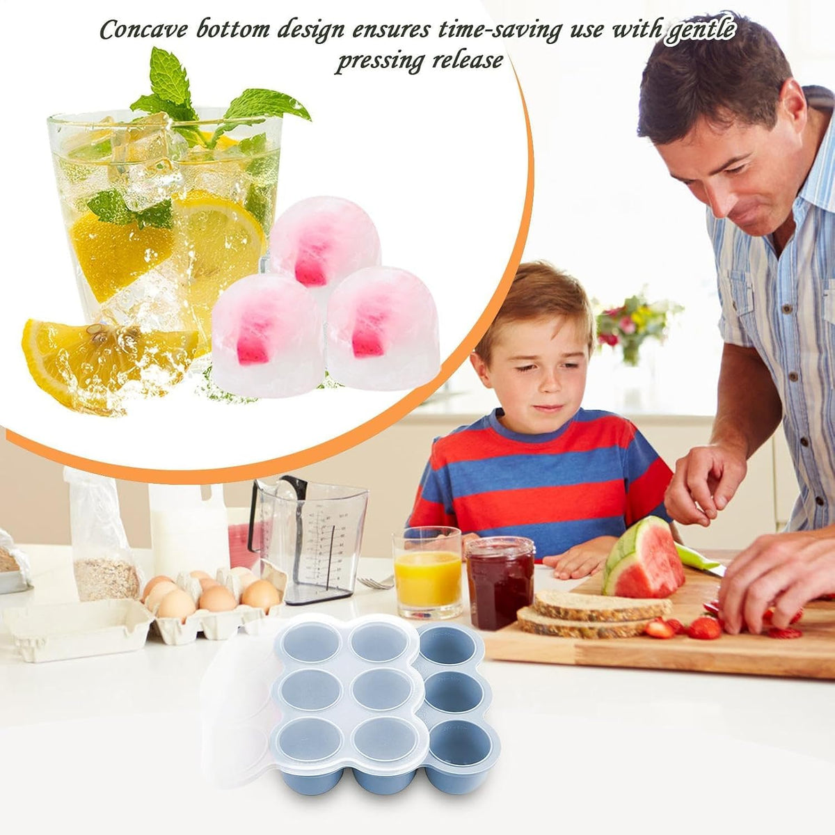 Silicone Freezer Molds Baby Food - 9-Grid Baby Food Freezer Tray with Lids - Containers Storage Cube for Fridge Soup Purees Breastmilk Fruit Meal Prep Snack Feeding