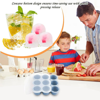 Silicone Freezer Molds Baby Food - 9-Grid Baby Food Freezer Tray with Lids - Containers Storage Cube for Fridge Soup Purees Breastmilk Fruit Meal Prep Snack Feeding