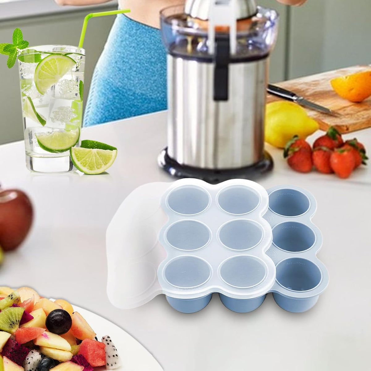Silicone Freezer Molds Baby Food - 9-Grid Baby Food Freezer Tray with Lids - Containers Storage Cube for Fridge Soup Purees Breastmilk Fruit Meal Prep Snack Feeding