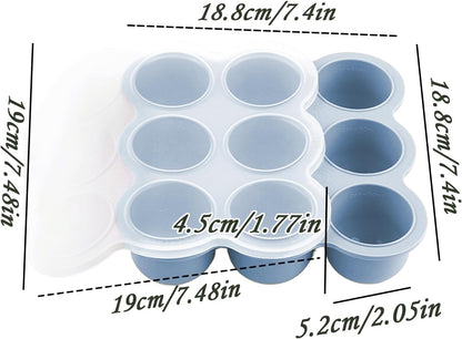 Silicone Freezer Molds Baby Food - 9-Grid Baby Food Freezer Tray with Lids - Containers Storage Cube for Fridge Soup Purees Breastmilk Fruit Meal Prep Snack Feeding