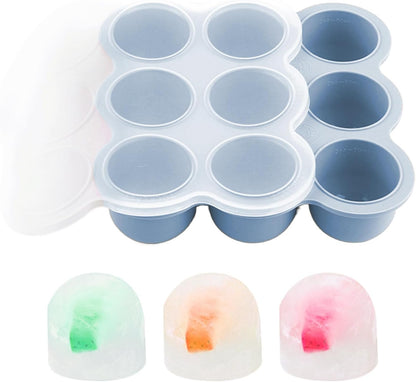 Silicone Freezer Molds Baby Food - 9-Grid Baby Food Freezer Tray with Lids - Containers Storage Cube for Fridge Soup Purees Breastmilk Fruit Meal Prep Snack Feeding