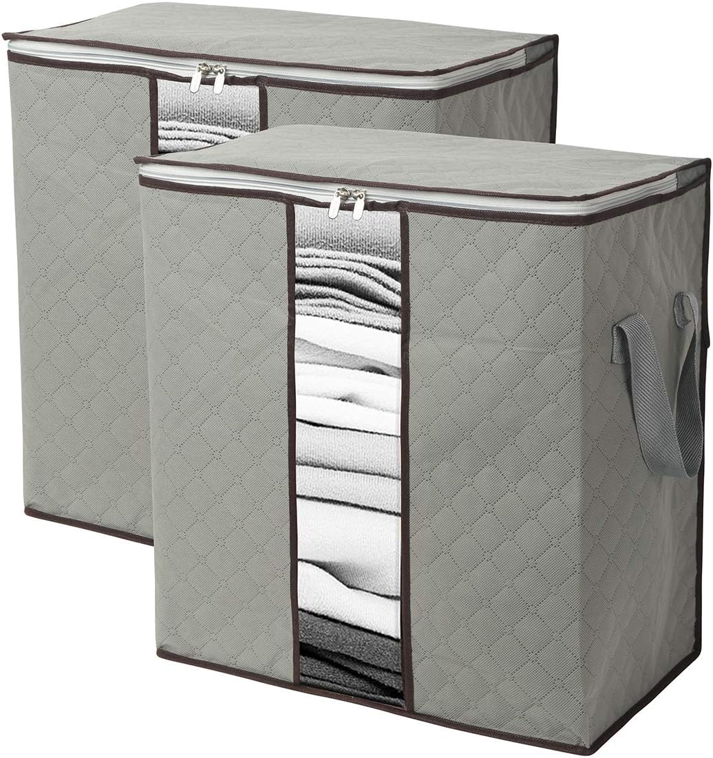 2 Pack Foldable Large Storage Bags for Comforter Quilt Blanket Clothes